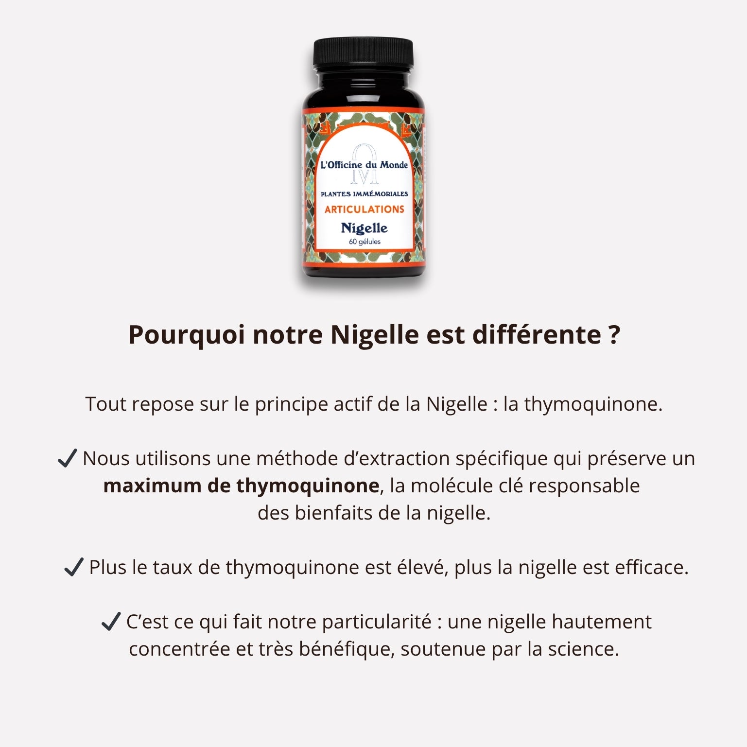 Explication de la thymoquinone, le principe actif de la nigelle